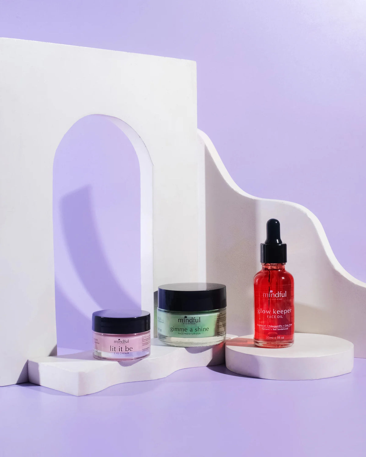 Balanced Skin Trio: lifestyle lilac arch