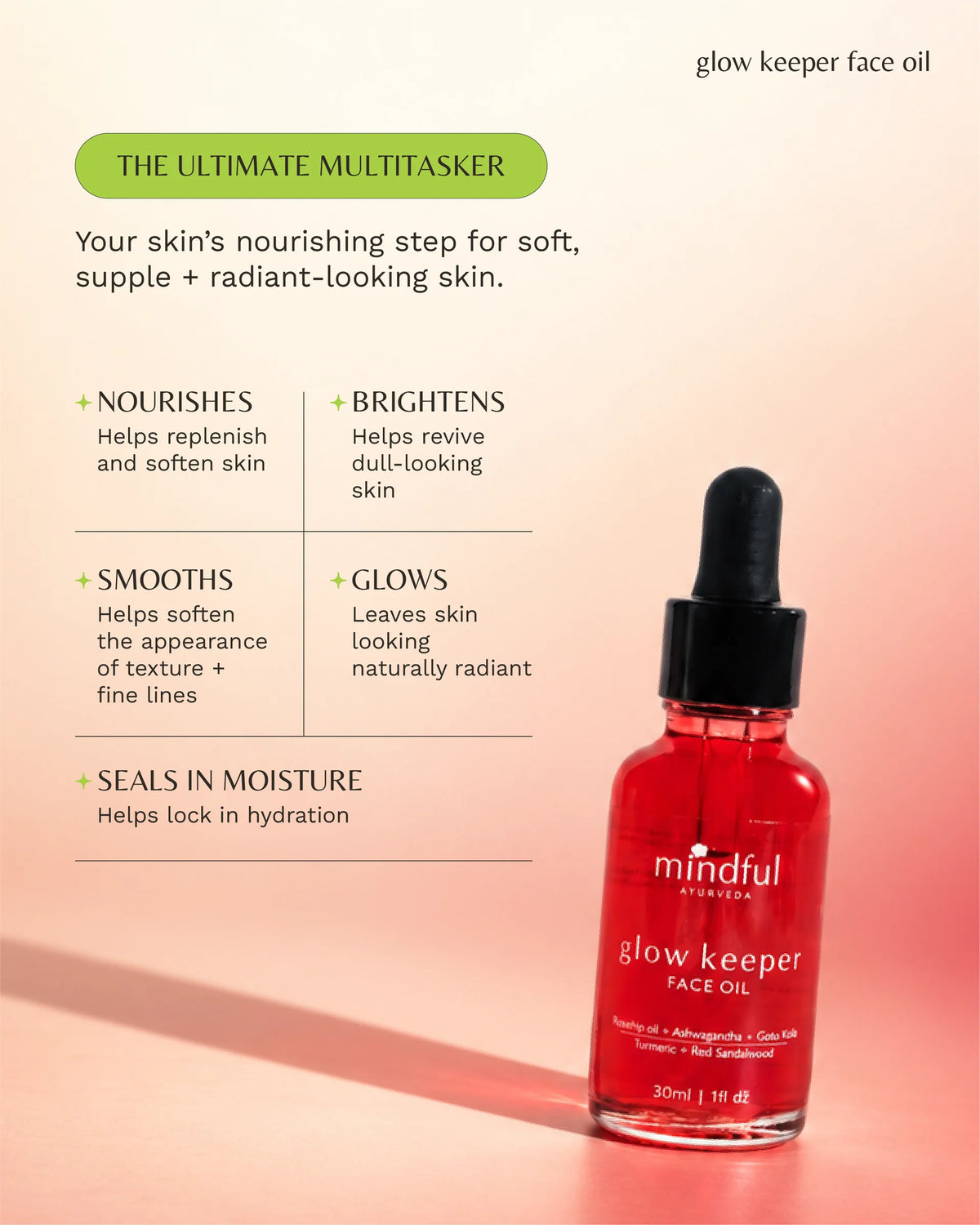 Glow keeper face oil: The ultimate multitasker: nourishes, brightens, smooths, glows, seals in moisture