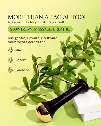 That yoga glow Kansa wand: More than a facial tool: gentle upward strokes across jaw, cheeks and forehead