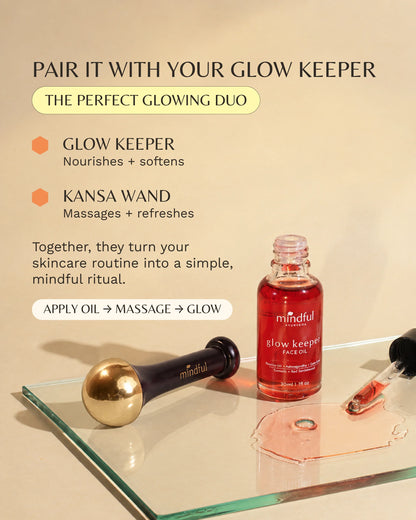 That yoga glow Kansa wand: Pair it with Glow keeper face oil: apply oil, massage, glow